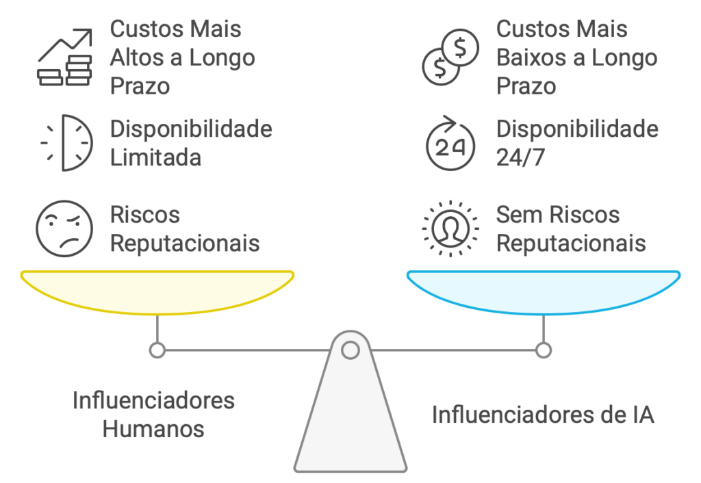 Influencer IA: Comparação de Benefícios com Influenciadores Humanos